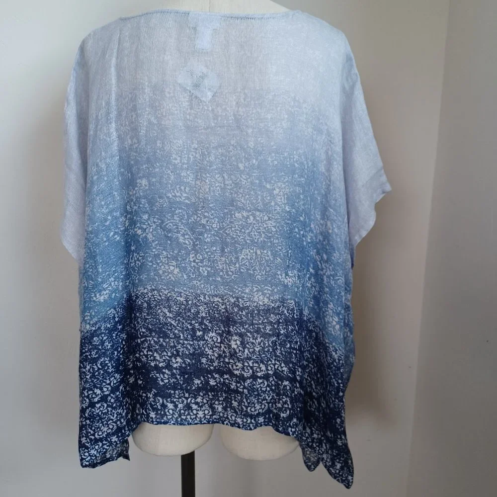 J Jill Pure Jill Ombre Linen Airy-Weave Poncho Size M/L NEW - Picture 7 of 14